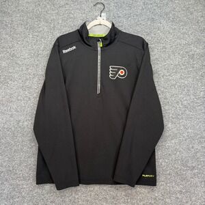 Philadelphia Flyers Reebok Shirt Mens Medium Black 1/4 Zip NHL Center Ice Hockey